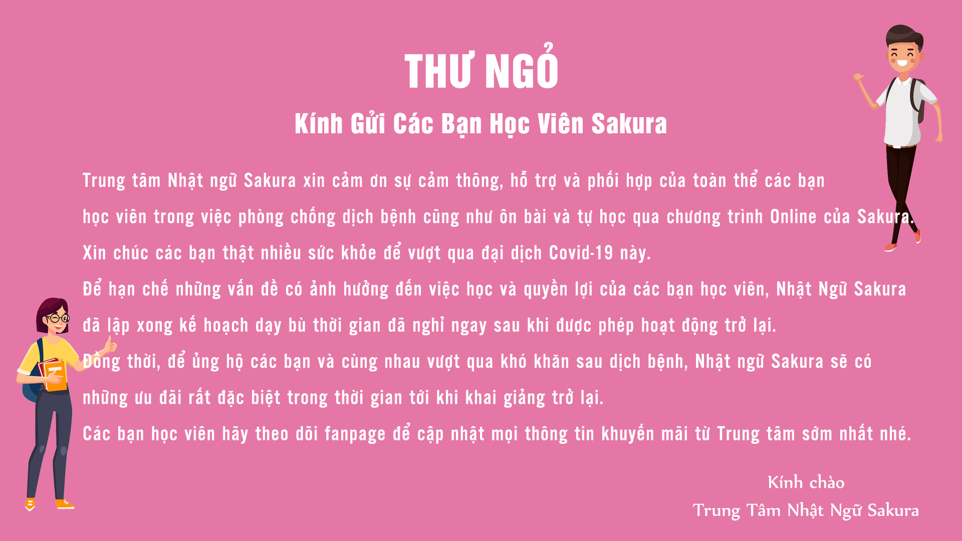 Thư ngỏ trường Nhật ngữ Sakura